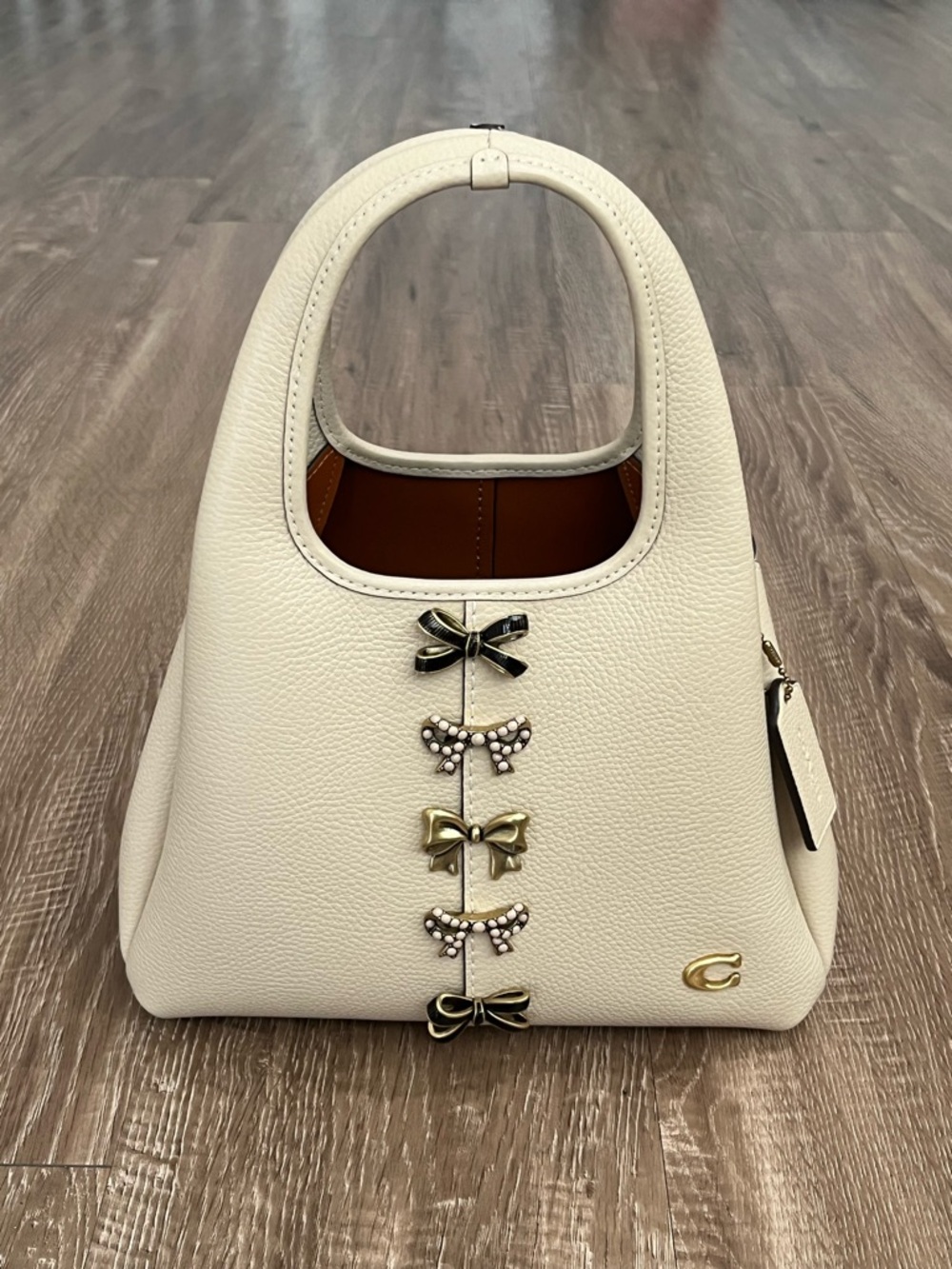 Coach Lana Shoulder Bag 23 In Ivory with Bow Accents